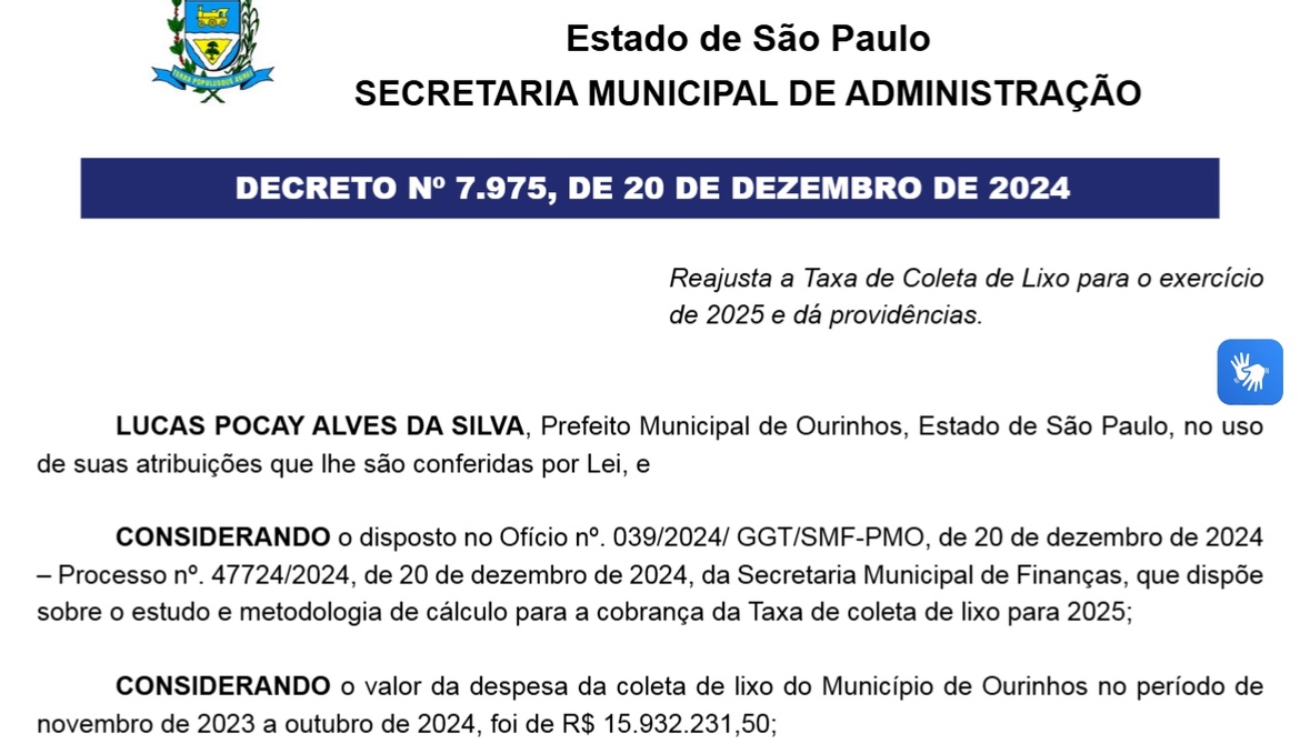 Ourinhos Saneamento informa que reajuste da taxa do lixo, que é da Prefeitura, virá na fatura do mês de abril