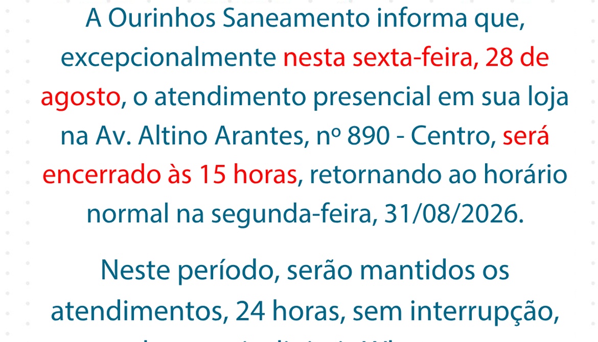 Comunicado sobre atendimento no dia 28 de agosto