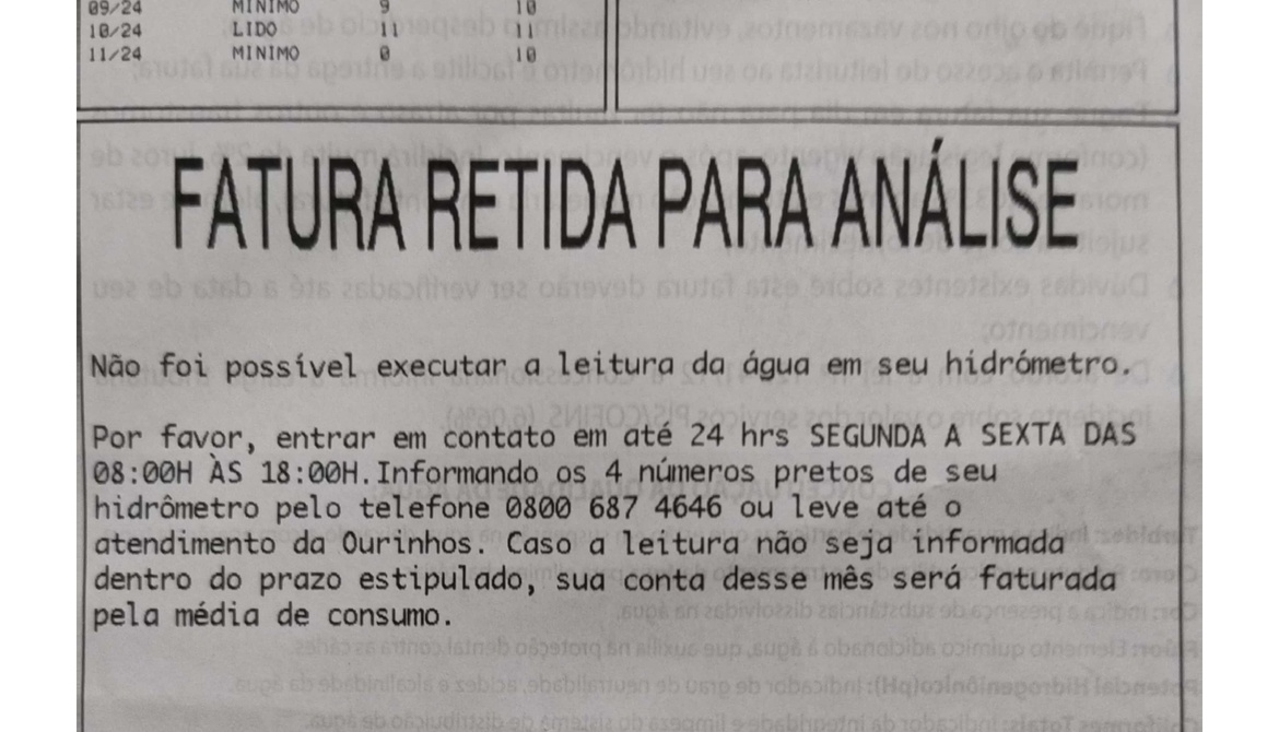 Entenda o que é ‘fatura em análise’ entregue pela Ourinhos Saneamento
