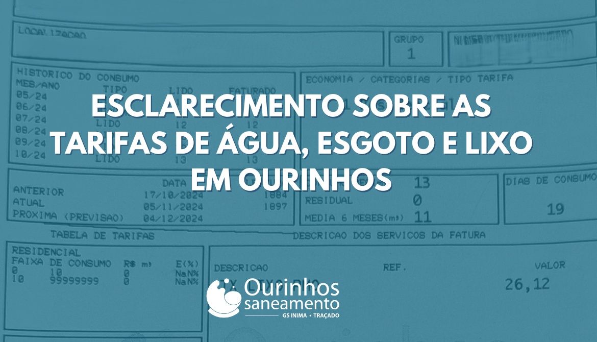 Esclarecimentos importantes sobre as tarifas de água, esgoto e lixo em Ourinhos