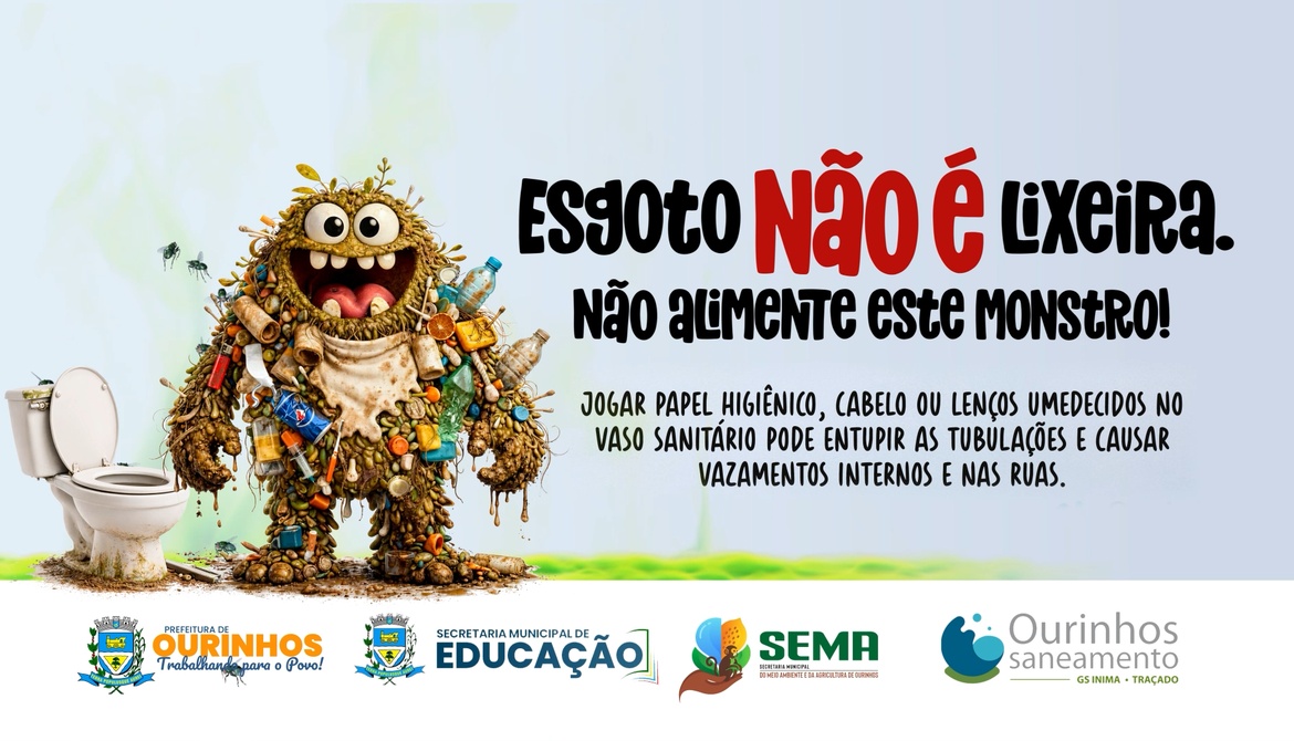 Ourinhos Saneamento lança campanha "Esgoto Não é Lixeira" para combater descarte inadequado de resíduos